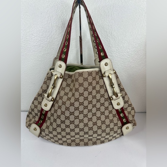GUCCI Grommet Canvas GG sherryline tote bag - Picture 1 of 13